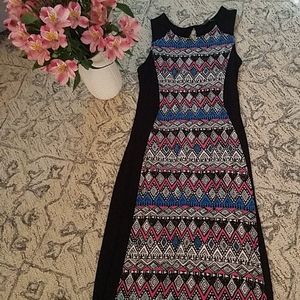 Tribal Print Maxi Dress (stretchy)